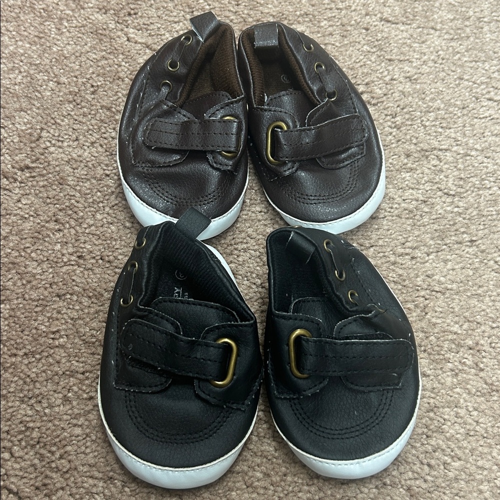 2pair - Baby boy size 3 brown & black loafers (binA 17 A17 )